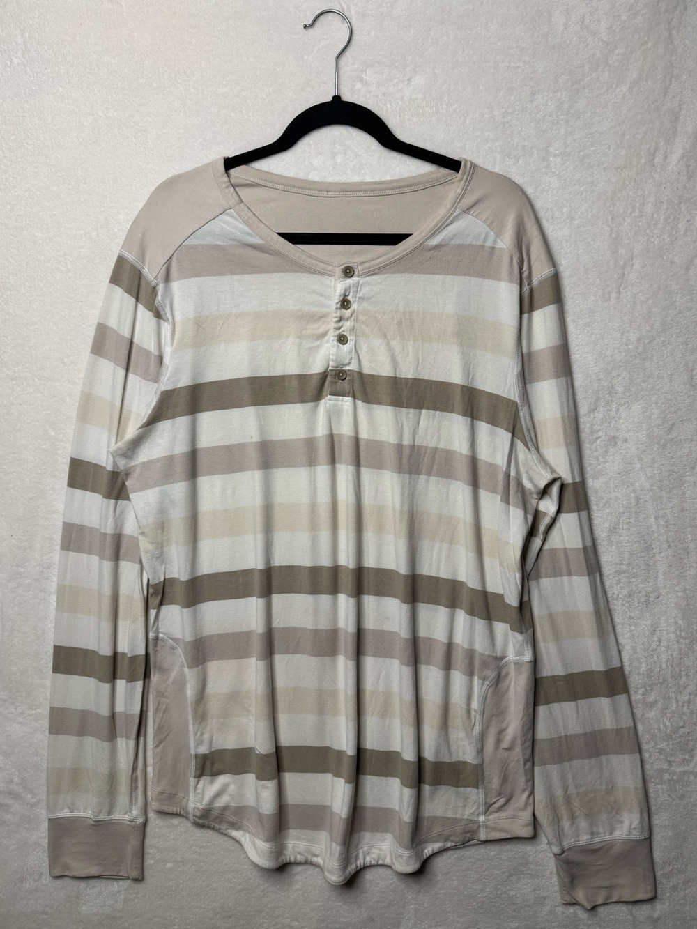 lululemon athletica Neutral Tone Striped Long-Sleeve Henley XL